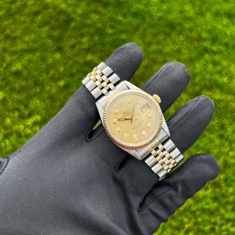 Rolex Datejust 18 Karat Gold Champaign Diamond Dial Jubilee Bracelet Watch  | Champaign diamond, Rolex datejust, Bracelet watch