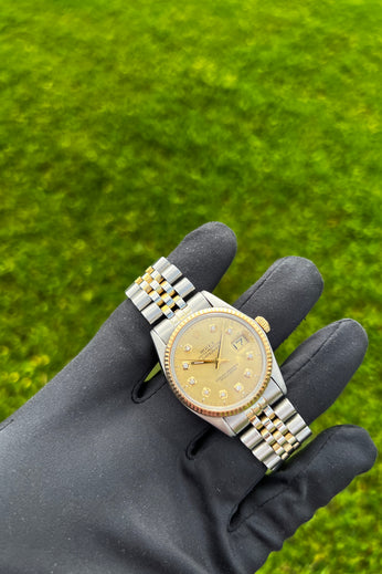 Rolex Datejust Ref. 16013 18k Gold Two-Tone Champaign Diamond Dial Jubilee Bracelet