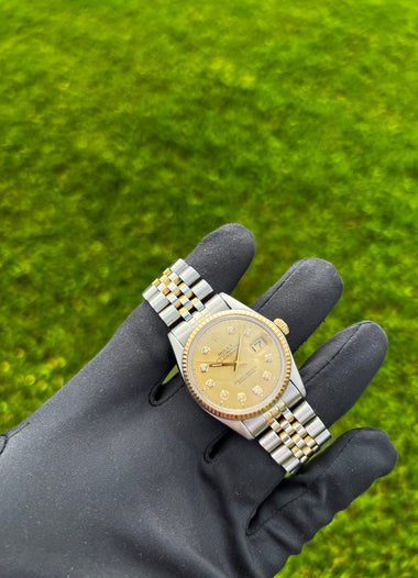 Rolex Datejust Ref. 16013 18k Gold Two-Tone Champaign Diamond Dial Jubilee Bracelet