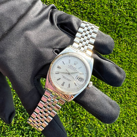 Vintage Rolex Datejust Ref. 6605 Cream Patina Dial SS Jubilee Bracelet