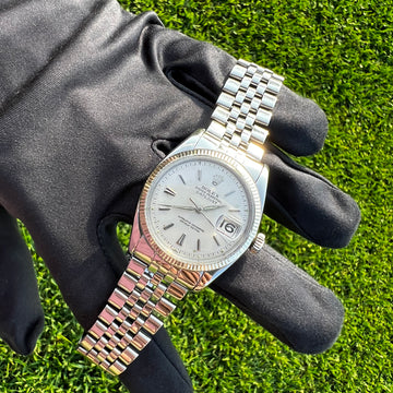 Vintage Rolex Datejust Ref. 6605 Cream Patina Dial SS Jubilee Bracelet